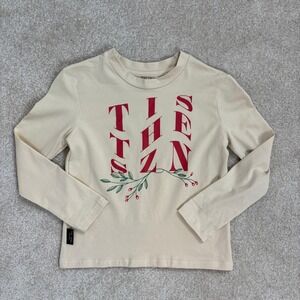 Tiny Tribe Australia The SZN Long Sleeve Top Kids Size 5‎ Beige Graphic Holiday